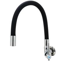 Torneira De Parede Para Pia Cozinha Bica Alta Flexível Em Metal Preta Black Gourmet 1/4 De Volta Volante Alta Qualidade Resistente Iguatemi