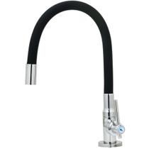 Torneira De Parede Para Pia Cozinha Bica Alta Flexível Em Metal Preta Black Gourmet 1/4 De Volta Volante Alta Qualidade Resistente Iguatemi