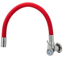 Torneira De Parede Para Pia Cozinha Bica Alta Flexível Em Metal Vermelha Gourmet 1/4 De Volta Volante Alta Qualidade Resistente Iguatemi