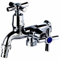 Torneira de Parede para Tanque e Máquina de Lavar Slim 2 Saídas 1/4 de Volta 8153 C21 - 770095 - STOC Torneira de Parede para Tanque e Máquina de Lavar Slim 2 Saídas 1/4 de Volta 8153 C21 - 770095 - STOC