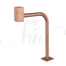 Torneira de Pia Banheiro Slim Quadrada Luxo Rose ¼ Volta Alta - HOME NETH