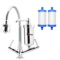 Torneira de Pia Cozinha Metal Bancada Mesa Gourmet Bica Móvel Flexível 360º + Refil Vela Extra