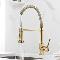 Torneira De Pia Cozinha Spray Misturador Monocomando Cuba Cascata Luxo Dourado 9109d Luuk Young
