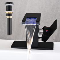 Torneira de pia de banheiro AVSIILE LED Matte Black Waterfall Torneira de pia de banheiro AVSIILE LED Matte Black Waterfall