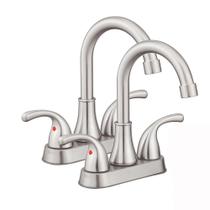 Torneira de pia de banheiro Fransiton em níquel escovado de 4 polegadas e 2 alças