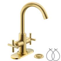 Torneira de pia de banheiro Phiestina Brushed Gold Single Hole