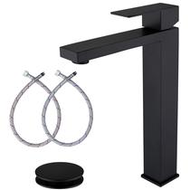 Torneira de pia de vaso AmirlanS AML-11411-BK em aço inoxidável preto fosco