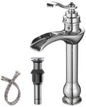 Torneira de pia de vaso BWE Chrome Waterfall de alça única