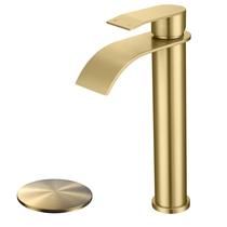 Torneira de pia de vaso SLOUMKI Brushed Gold High Waterfall Torneira de pia de vaso SLOUMKI Brushed Gold High Waterfall