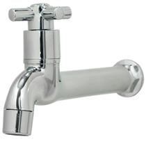Torneira De Pia Parede Tanque Area De Serviço Longa 100% ABS Cromado De 16 cm 1/4" De Volta Mecanismo Com Arejador Iguatemi