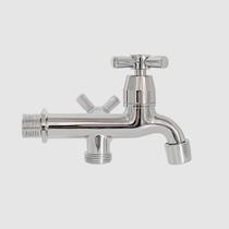 Torneira de Tanque e Máquina de Lavar com Saída Dupla Plástico ABS Cromado Àrea Externa