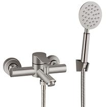 Torneira de torneira de níquel escovado Faucet Wall Mount Apenas SUS304 Inoxidável Aço Inoxidável Enchimento da banheira com torneiras de misturador de chuveiro de pulverizador portátil com 59 polegadas mangueira única alça comercial