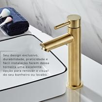 Torneira Dourada Estilo Vintage Bancada Pia Banheiro Lavabo Lavatório Metal Água Fria Luxo