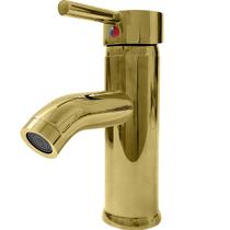 Torneira Dourada Pia Banheiro Bica Baixa Aço Inox 304 Monocomando Misturador Água Quente Fria Redonda Cuba Lavabo Bancada Lavatorio Gold Brilhoso Luxo