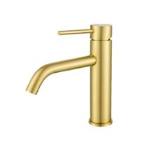 Torneira drop bica baixa para lavatorio em aço inox dourado escovado dp6101