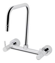 Torneira Dupla Cromada Para Cozinha Alta Vazão - Prateado