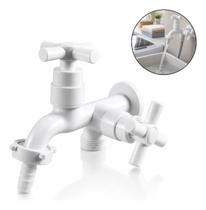 Torneira Dupla de Parede PVC para Tanque com Bico de Mangueira Torneira Dupla de Parede PVC para Tanque com Bico de Mangueira
