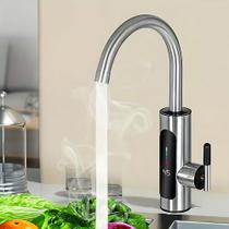 Torneira Elétrica Para Cozinha Banheiro Visor Temperatura Regulagem Giratória 360 Aço Inox110V-220V