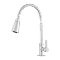 Torneira Em Metal De Cozinha Cromada Para Bancada Cano Flexível 2 Jatos