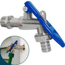 Torneira Esfera De Jardim Com Trava de Cadeado Registro 1/4 Volta Saída 3/4 Com Bico Mangueira 1/2