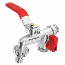 Torneira Esfera Dupla 2 Saídas 1/2x3/4 Tanque Cromado Sowshop SOW561