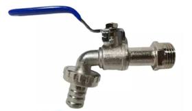 Torneira Esfera Metal Registro Jardim 3/4 Azul Com Bico Mangueira