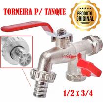 Torneira Esfera Tanque E Máquina Duas Saídas Bico 1/2x3/4 - FERTAK