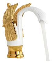Torneira Exótica Banheiro Lavabo Cisne Animal Misturador Dourada Branca Gold Monocomando Luxo Retrô Inoxidável