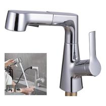 Torneira Extensivel Gourmet Cozinha Banheiro Pia Ducha Articulada Monocomando Dois Jatos Bancada Mesa Agua Quente Fria Moderno Sofisticado