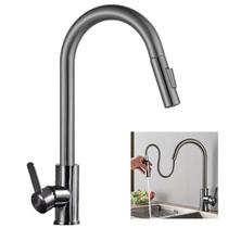 Torneira Extensivel Gourmet Cozinha Pia Mesa Ducha Articulada Bancada Dois Jatos Monocomando Agua Quente Fria Moderno Sofisticado