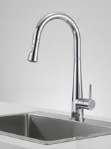 Torneira Extensível para Bancada Cozinha Gourmet com Misturador Monocomando Bica Alta Função Dupla Ducha e Jato Aço Inox Cromado Kit Instalação