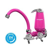 Torneira filtro AcquaBios Bica Movel Rosa Quadriseta 1/4''