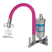 Torneira Filtro Cozinha Parede Metal Jato Duplo Rosa 2167