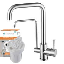 Torneira Filtro de Cozinha com Suporte para Filtro de agua função misturador monocomando quente e frio em aço inox 304