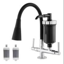 Torneira Filtro Gourmet Cozinha Bancada Cone Preto 2 Refil