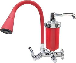 Torneira Filtro Gourmet Flexível Jato Giratório Regulável Copo e Tubo Vermelhos
