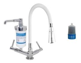 Torneira Filtro Mesa Flexível Branca Jato Cr Com 1 Refil Torneira Filtro Mesa Flexível Branca Jato Cr Com 1 Refil