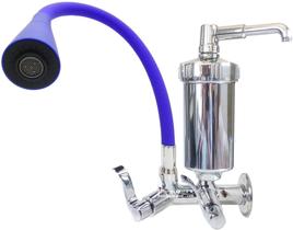 Torneira filtro parede gourmet flexível com arejador de regulagem giratória tubo azul