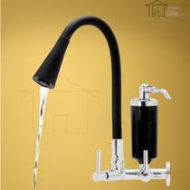 Torneira Filtro Parede Preta Flexível Cone 2 Jatos Cor Preto Metal