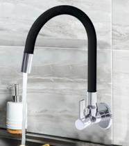 Torneira Flexível Bica Móvel Parede 1/4 Volta Preta Sanchez