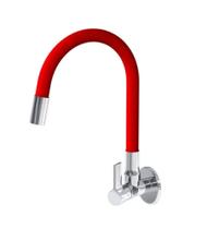 Torneira Flexível Bica Móvel Parede 1/4 Volta Vermelha Sanchez