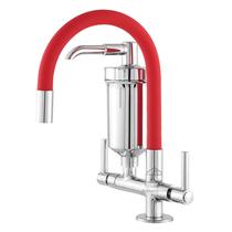 Torneira Flexível Color Vermelha Com Filtro 1/4 De Volta