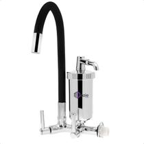 Torneira Flexível de Metal Filtro Gourmet Emborrachada Preta Parede para Cozinha Pia Torneira Flexível de Metal Filtro Gourmet Emborrachada Preta Parede para Cozinha Pia