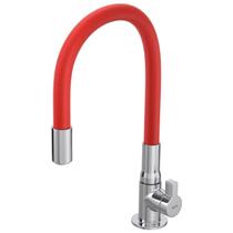Torneira Flexível Hydra Motion Bancada Vermelha/cromado