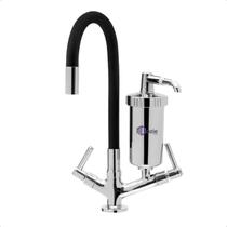 Torneira Flexível Inox com Filtro Gourmet Emborrachada Preta para Bancada Mesa de Pia Cozinha