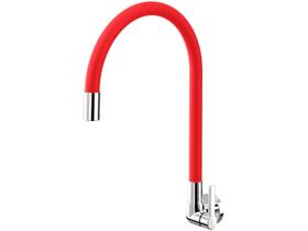 Torneira Flexível Parede Cozinha Galiflex Bica Alta Vermelha/Chrome Docol