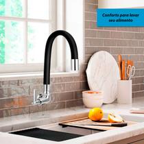 Torneira Flexível Parede Cozinha Gourmet Preta Black FC01