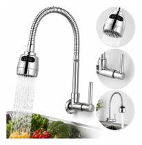 Torneira Flexível Prata para Cozinha Instalação em Parede 1/2 Torneira Flexível Prata para Cozinha Instalação em Parede 1/2