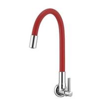 Torneira Flexível Silicone 1/4 de Parede Preta e Vermelha - Romar