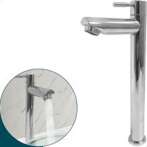 Torneira Fria Cromada Inox 304 Bica Alta ¼ de Volta Pia Banheiro Torneira Simples Para Cuba De Sobrepor Bancada Lavabo Lavatório Brilhosa